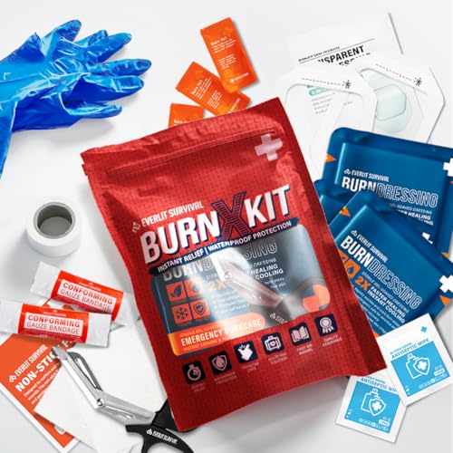 EVERLIT Burn Kit with Sterile Waterproof Wound Dressing | Hydrogel-Foam Burn Dressings, Burn Gel, Non-Stick Pads, Gauze & ...