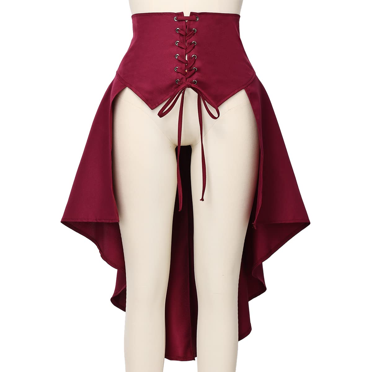 Steampunk Women's Skirts Waist Belt for Women Ruffles Pirate Corset Costumes (Red, Small)