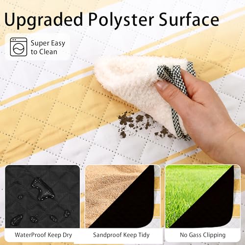 HX&OD Extra Large Picnic Outdoor Blanket, 80”x60” Waterproof Picnic Mat Foldable Camping Blanket Portable with Carry Strap...