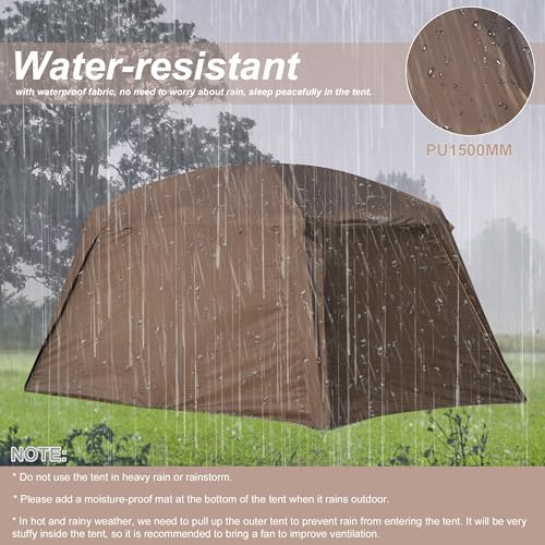 Vidalido 8-10 Person Camping Tent with 3 Door 2 Room Large Family Cabin Tents, Double Layer Waterproof Portable Glamping T...