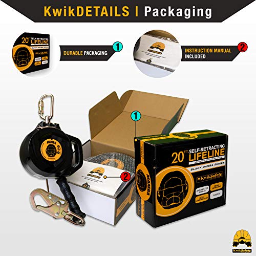 KwikSafety - Charlotte, NC - Mamba 20’ Self Retracting Lifeline [Carbonate + Integrated Handle] Class 1 Cable SRL ANSI OSH...