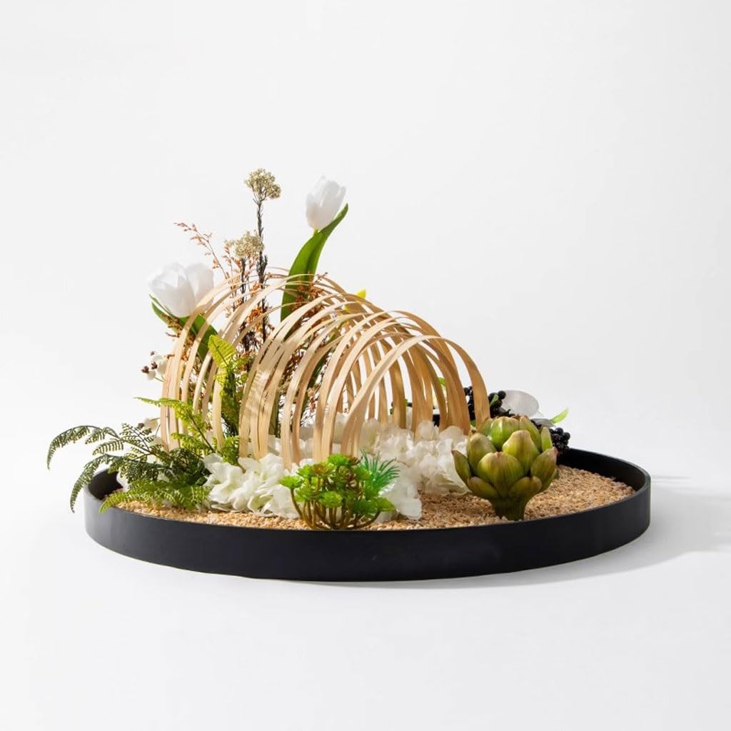 Large Round Table in The Middle of The Turntable Flower Hotel Table Restaurant Light Luxury Decorations Landscape Decorations (Size : Medium)