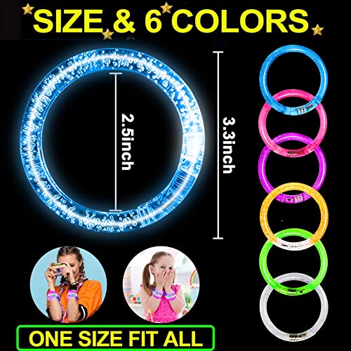 20 Pack LED Glow Bracelets Party Favors for Kids Glow in The Dark Party Supplies, LED Bracelet Light Up Toys Neon Valentin...