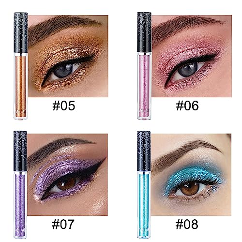 DekRion Glitter-Eyeshadows, Liquid Eyeshadows, Long-lasting Metals-Gloss-Sparkling Silver, Gold High-pigmented Colorful Gl...