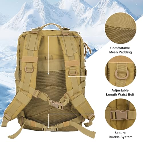 Oraynn 50L Large Military Tactical Backpack Molle Army Assault Pack for Travel Camping Hiking Fishing Backpack for men (kh...