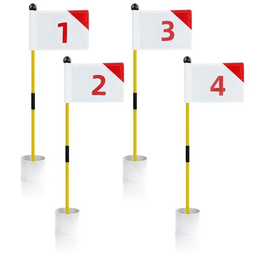 KOFULL Golf Putting Green Flag and Hole Cup for Yard Practice Set, Golf Flag Hole Cup Set, Portable 2-Section Fiberglass Golf Pin Flagstick, Gifts for Golfer