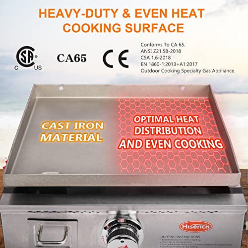 Hisencn Portable Flat Top Grill Propane Gas Grill and Portable Folding Grill Cart Outdoor Griddle Stand Shelf, RV - 268 s...