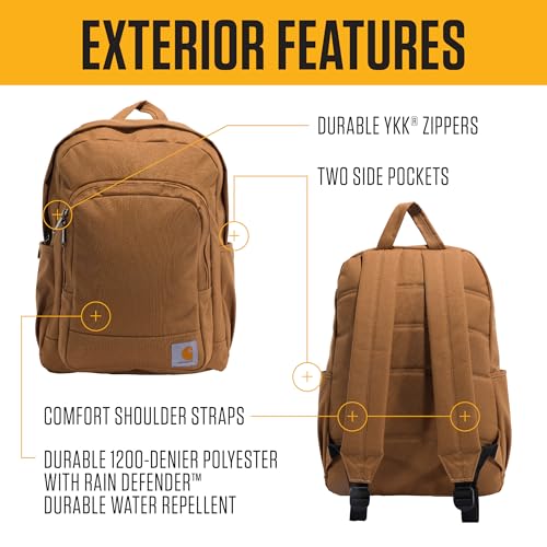 Carhartt 25L Classic Laptop Backpack, Durable Water-Resistant Pack W/ 15" Laptop Sleeve and Multiple Organizational Compar...