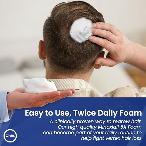 Minoxidil for Men Foam 5% - Unscented 6 Month Supply - Helps Restore Vertex Hair Loss & Thinning - 5% Minoxidil Foam For Men - Extra Strength Supports Hair Regrowth