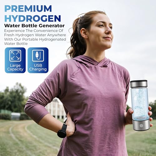 FRAVI Hydrogen Water Bottle Generator – Portable Molecular Hydrogen Water Maker with SPE PEM Technology – Glass Ionized Bo...