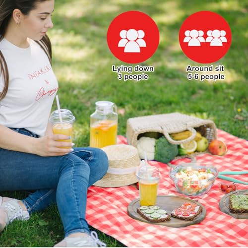 HunnmingRe 6 Pcs Disposable Outdoor Picnic Blankets 70.9''x70.9'' Thicken Foldable Waterproof Picnic Mats Gingham Oil Proo...