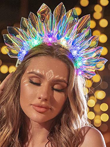 Zoestar Light Up Headband LED Headbands Glow Party Crown Hair Accessories for Women