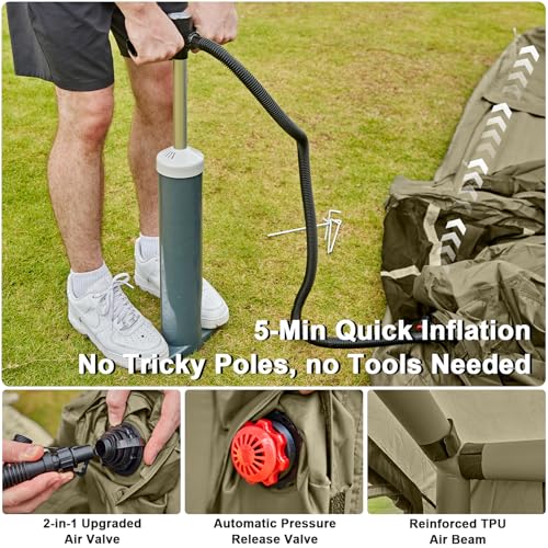 Inflatable Tents for Camping, 4-6 Person Easy Blow Up Tent with Hand Pump,4 Seasons Waterproof Air Inflatable Camping Tent...