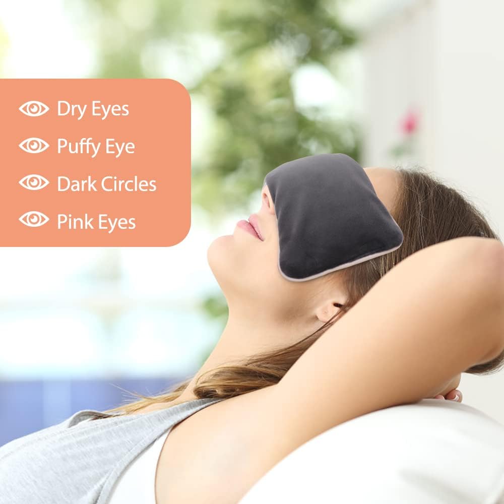 comfheat Unscented Weighted Eye Pillow for Yoga, Microwavable Moist Heat Eye Compress Mask with Washable Cover for Relaxation, Sleeping, Meditation, Yoga, Spa, Migraine Relief