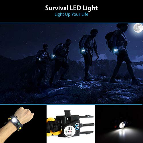 Nexfinity One Survival Paracord Bracelet - Tactical Emergency Gear Kit with SOS LED Light, 550 Grade, Adjustable, Multitoo...