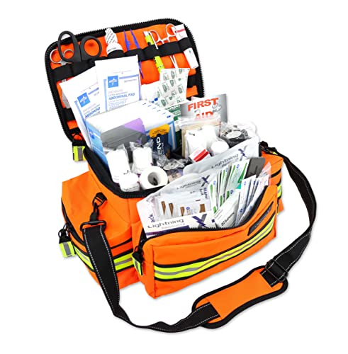 Lightning X Products Lightning X Mid-Sized First Responder EMT Bag | LXMB25 Fully Stocked Aid Kit w/ 200+ BLS Supplies - O...