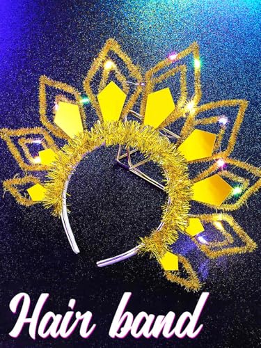 EARENT Light Up Headbands Sun Headband Rave Accessories for Women