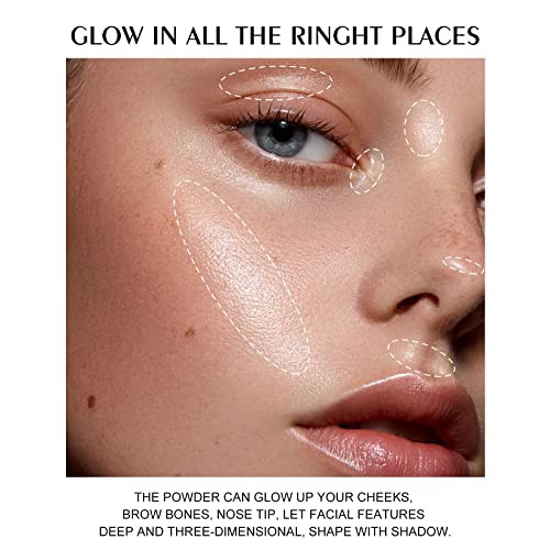 KYDA Face Highlighter Palette, High Glossy Face Illuminator Palette, Natural Glow Finish, Pearl Shimmer Smooth Baked Powde...