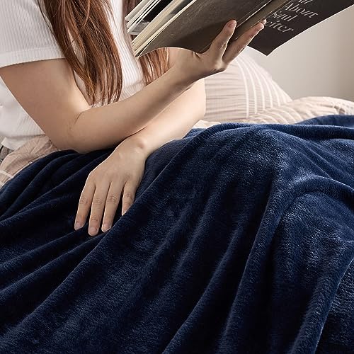 Bedsure GentleSoft Navy Fleece Blankets Queen Size - Bed Blanket Blue Soft Lightweight Plush Fuzzy Cozy Luxury Microfiber,...