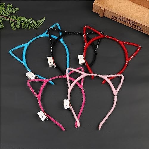 REQO 10 Pieces Cat Ears Headbands Set,LED Cute Cat Light Up Head Accessories,Glowing Girls Headdress Party Supplies For Ni...