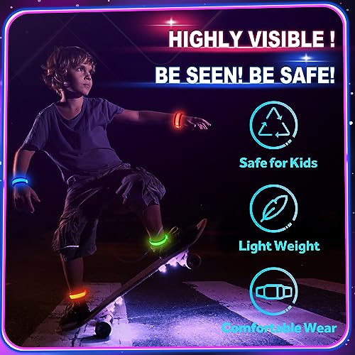 GIFTINBOX 12/6 PCS LED Light Up Bracelets for Kids Adults, LED Glow Flashing Arm Wrist Bands, Glow in The Dark Party Suppl...