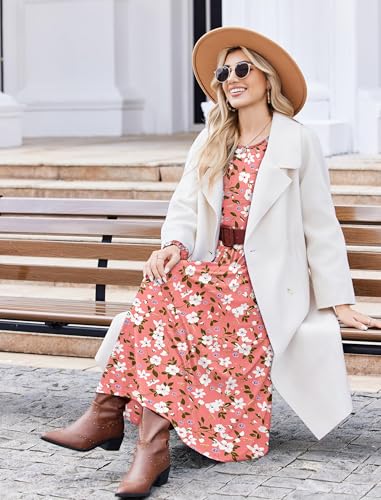 Zeagoo Long Sleeve Dresses for Women 2026 Fall Winter Casual Flowy A-Line Boho Midi Party Long Dress with Pockets