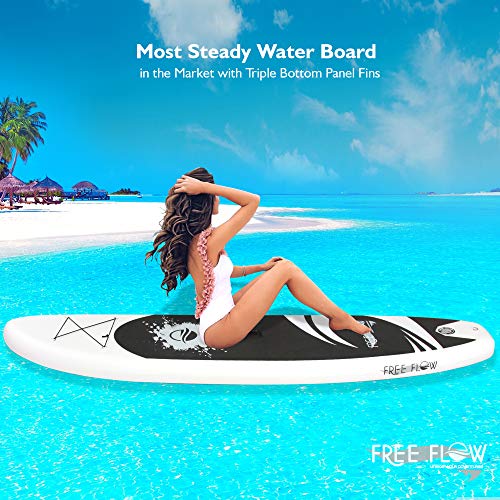 SereneLife Inflatable Stand Up Paddle Board with Premium SUP Accessories – Wide Stable Design with Non-Slip EVA Deck Pad f...