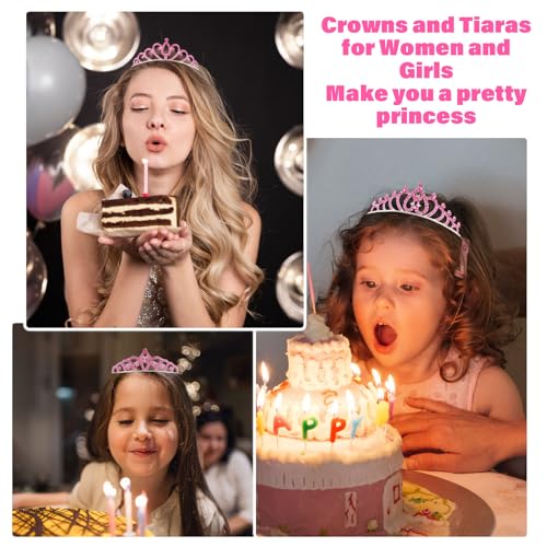 Tihebax 10 Pcs Pink Tiaras Crowns Headbands for Women Girls Princess Tiara Bulk Crown Rapunzel Crown for Wedding Birthday ...