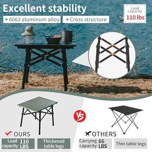 Naturehike Portable Camping Table, Aluminium Folding Table, Ultralight Camp Table Small Table for Camping Hiking Backpacking Outdoor Picnic