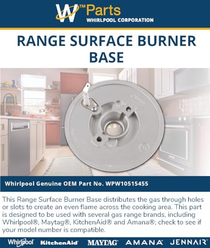 Whirlpool WPW10515455 OEM Range Surface Burner Base, Silver