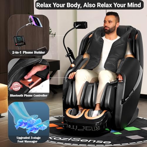 KoziSense A18 3D Massage Chair Full Body, Zero Gravity SL-Track Shiatsu Massage Recliner Chair with Heat, AI Control, Body...