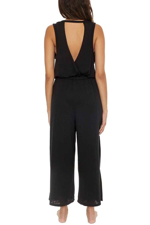 Becca by Rebecca Virtue Beach Date - Women's Jumpsuit, Casual, Sleeveless with Pockets, Beach Cover Ups for Women, Black, Medium