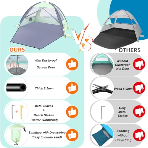Happy Travel Beach Tent Sun Shelter for 3/4/5/6/7/8 Person, Portable UPF 50+ UV Protection Beach Shade Canopy for Family &...