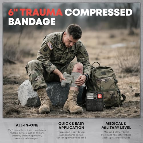 Trauma First Aid Kit - IFAK Trauma Kit with Trauma Bandage, Splint, Tourniquet, Wound Care, Bleeding Control - Tactical Mo...