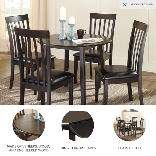 Signature Design by Ashley Hammis Round Dining Room Drop Leaf Table, Dark Brown