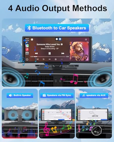 HK5 Carplay Screen for Car, 10.26’’ HD Wireless Apple Carplay & Android Auto Touchscreen with Backup Camera, Car Play Scre...