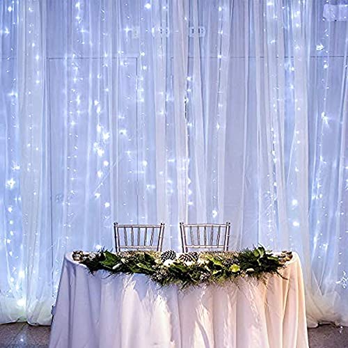 Dazzle Bright Curtain String Lights, 300 LED 9.8ft x 9.8ft 8 Lighting Modes Fairy Lights USB Powered, Waterproof Lights fo...
