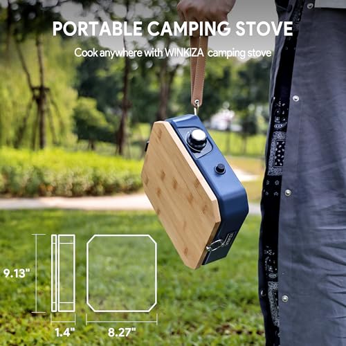 Upgraded Separate Ignition Needle WINKIZA Camping Stove with Cutting Board, Portable Propane Camp Stove with 8,000 BTU, Ad...