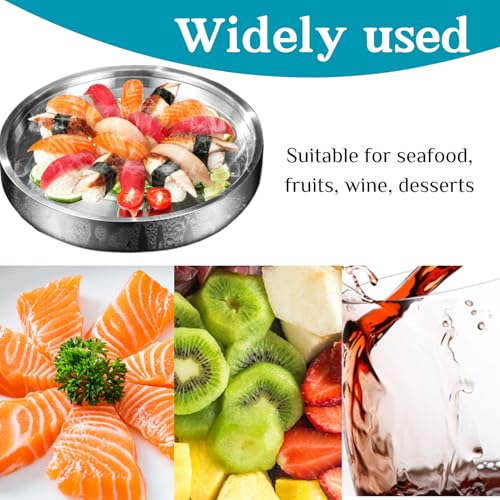 2Pcs 11in Stainless Steel Ice Chilled Serving Trays,Iced Chilled Party Platters, Appetizer Cold Serving Tray, Cooling Shri...