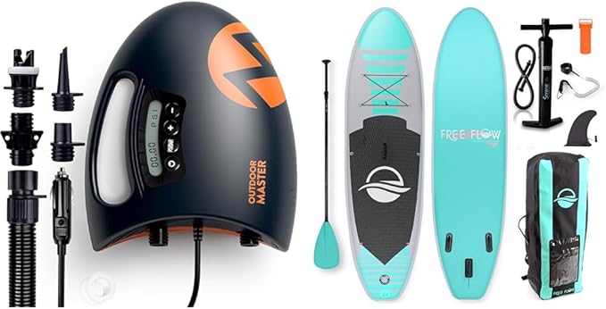 SereneLife Inflatable Stand Up Paddle Board with Premium SUP Accessories – Wide Stable Design with Non-Slip EVA Deck Pad f...