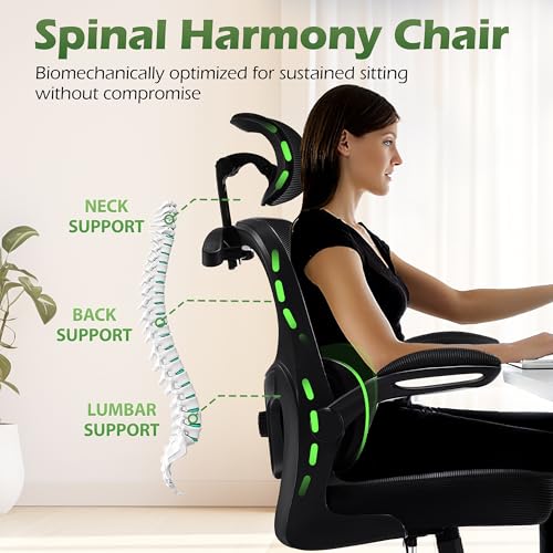 AreShark Office Chair Ergonomic Desk Chairs with Adjustable Lumbar Support& Headrest Hanger, High Back Breathable Mesh Cha...