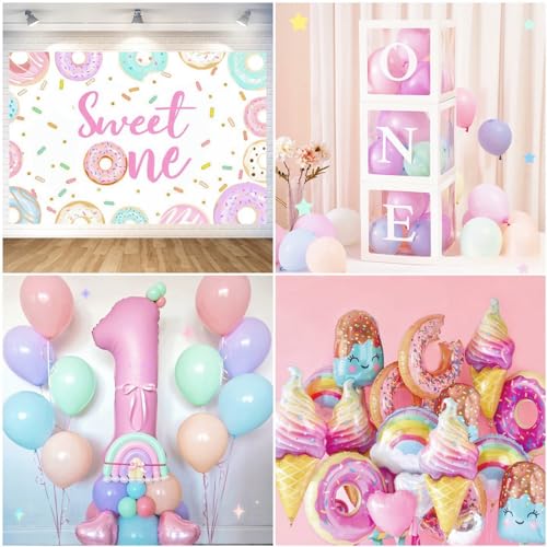 Daidle 1st Birthday Decorations for Girl, 128pcs Sweet One Birthday Party Decorations, Balloon Boxes, Party Backdrop, Phot...
