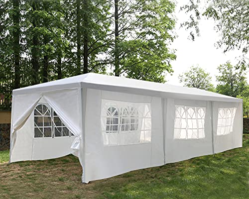 Canopy 10'x30' Party Tent Heavy Duty Outdoor Gazebo Wedding Party Tent with 8 Removable Sidewalls Waterproof UV Resistant ...