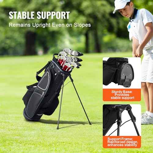 VEVOR Golf Cart Bag with 14 Way Organizer Divider Top, Premium Cart Bag with Stand, Durable Golf Bags with Handles & Dust Cover & Detachable Dual Strap for Men & Women