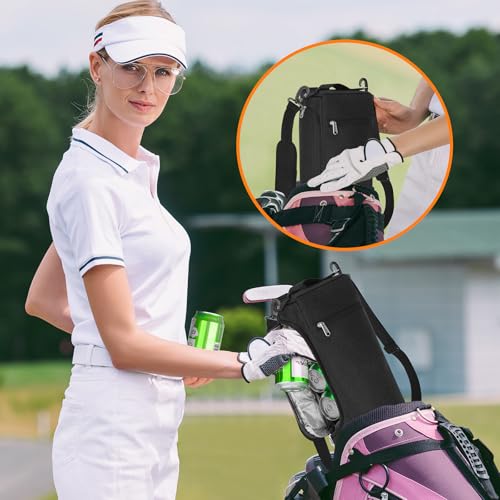 Golf Cooler Bag for Men Women, Small Soft Insulated Beer Cooler Holds 6 Pack of Cans or Two Wine Bottles, Portable Golf Ac...