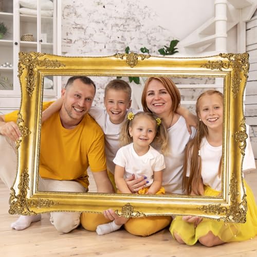 Large Photo Booth Props 32 x 24 Inch Gold Picture Selfie Frame Vintage Photo Frame Creative Friends Party Photo Props Acce...