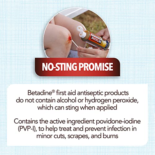 Betadine Antiseptic First Aid Solution, Povidone-iodine 10%, Infection Protection, Kills Germs In Minor Cuts Scrapes And B...