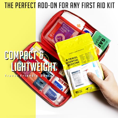 EVERLIT CARE Travel Essential Medicine First Aid Kit Refill Pack I Bonus Medical Supplies I TSA Compliant Mini Size Medkit...