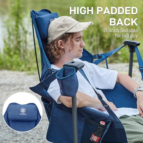 EVER ADVANCED Padded Hammock Camping Chair, Oversized Heavy Duty Swing Chair with Detachable Cup Holder, Portable Folding ...