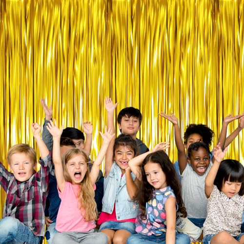 GOER 3.2 ft x 9.8 ft Metallic Tinsel Foil Fringe Curtains,Party Streamer Backdrop for Birthday,Graduation Decorations and ...